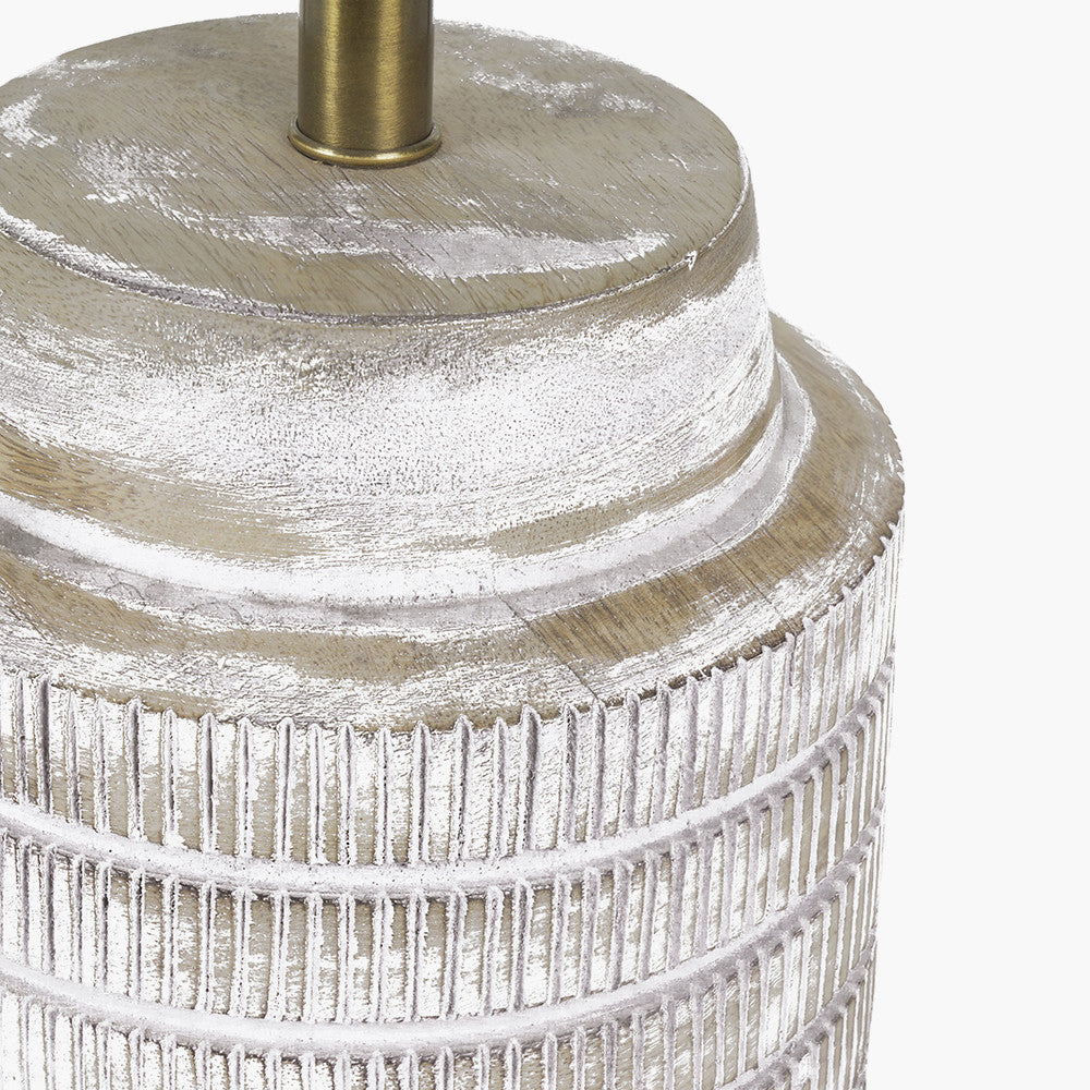 Paihia White Wash Wood Textured Short Table Lamp - Base Only